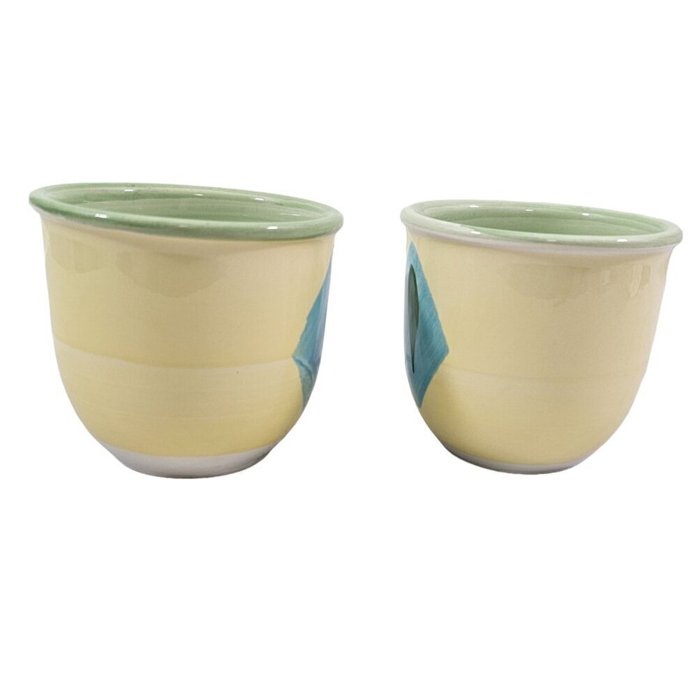Pier 1 Italy Hand Painted 14 Oz Earthenware Coffee Tea Mugs Cups – Set of 2 - Picture 4 of 16